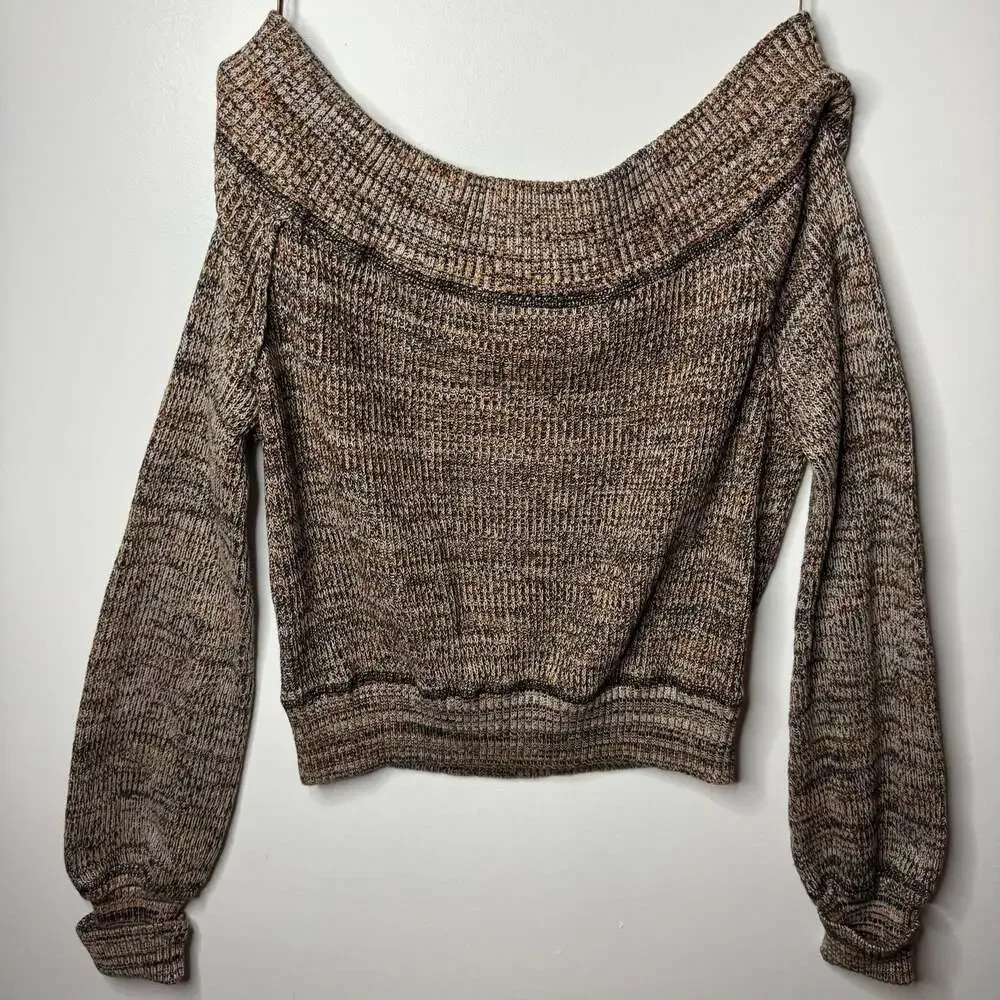 Free People Sugar Rush Off-The-Shoulder Knit Sweater Size Small NWOT
